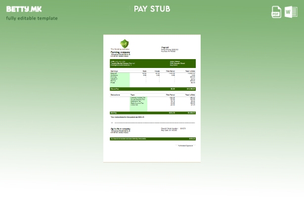 модерен стил Шаблон за извод за заработка за земјоделско претпријатие што може д